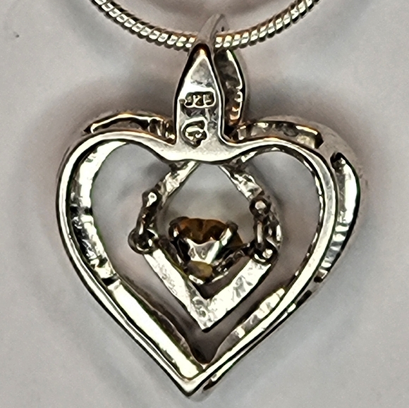 Silver Amber Heart Necklace - Picture 7 of 8